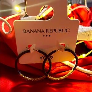 Banana Republic Black and Gold Hoop Earrings